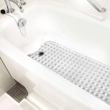 HealthSmart Bath Mat Extra Large Safe No Slip Antimicrobial 15.5  x40  Clear NEW