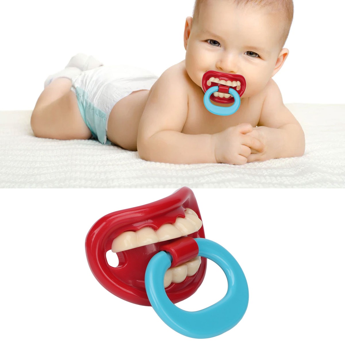 Baby Smile Teeth Pacifier Safe Practical Lightweight Baby Funny Teeth  Pacifi GF0