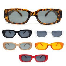 Iconic Mod Rounded Rectangular Minimal Plastic Sunglasses