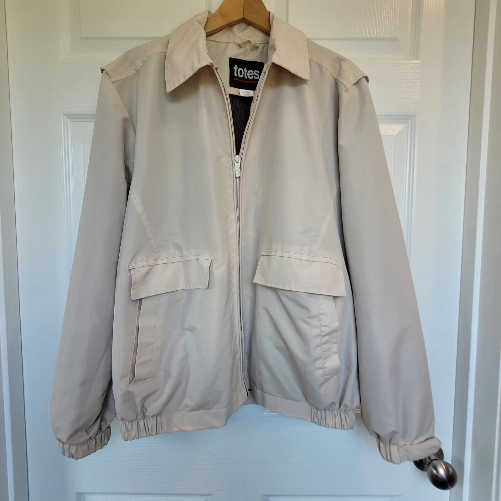 Totes Jacket Medium Men's 90s Vintage Khaki Windbreaker Zip Golf Rain Jacket