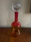Blenko vintage glass decanter collectable red yellow with clear glass stopper