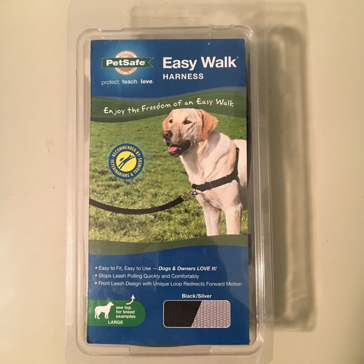 Premier Easy Walk Pet Harness, Large, Black/Silver