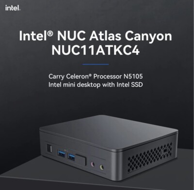 Intel NUC 11, NUC11ATKC4 Atlas Canyon Win11 Pro Mini PC Desktop, 8GB DDR4 RAM...