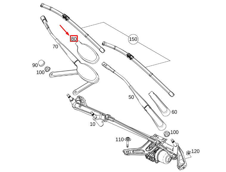 MERCEDES-BENZ GLB X247 Wischerarmabdeckung vorne links RHD A2478240800