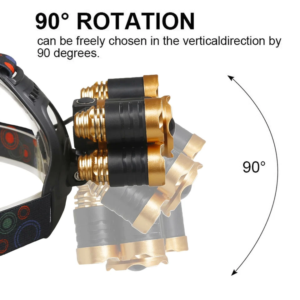 990000LM Super Brillante LED Zoom Faro USB Recargable Faro Antorcha EE. UU. Foto 4 de 4