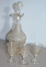 Service à Liqueur Cristal Baccarat Givré Dégagé à l'Acide Frise Grec Circa 1900