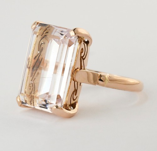 Estate 14K Rose Gold 15MM x 10MM Solitaire Light Purple Amethyst Ring Size 6 - Picture 3 of 9