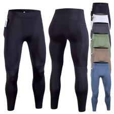 Mens Elastic Waist Compression Pants Sports Workout Running Tight Gym Leggings