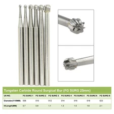 Dental Surgical Length Bur Round 2-5 557 330 Tungsten Carbide 25mm FG SURG FGOS