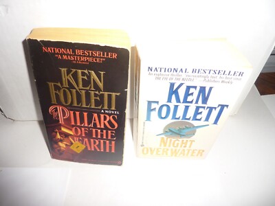 KEN FOLLETT 2 PB Lot Pillars of the Earth Night Over Water Signet 1990/92 Good