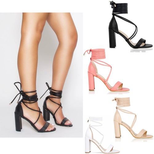 Womens Ladies Block High Heel Sandals 