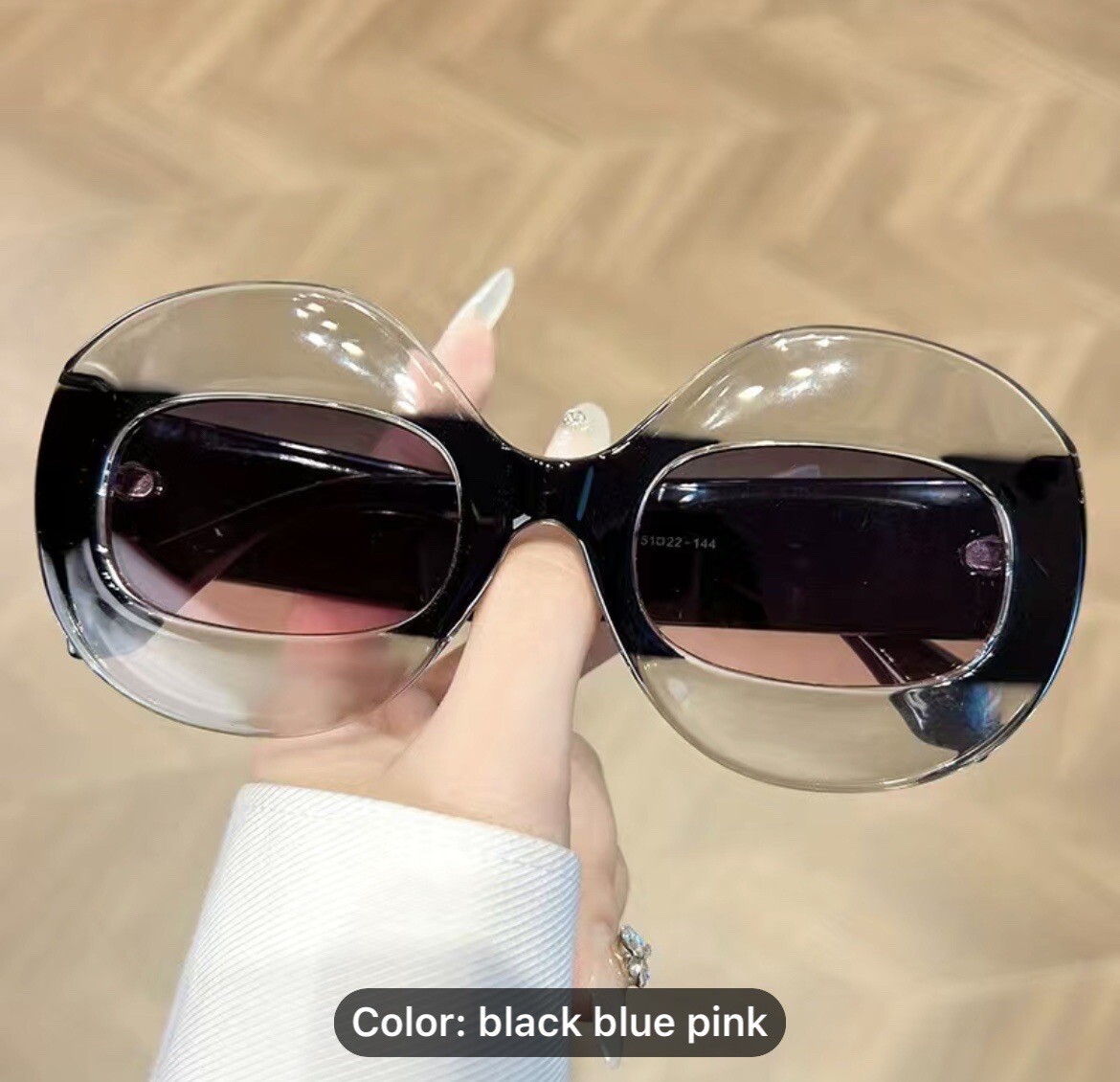 セット⭐︎ Large Trendy Black Blue Pink Color Oval Frame Sunglasses | eBay