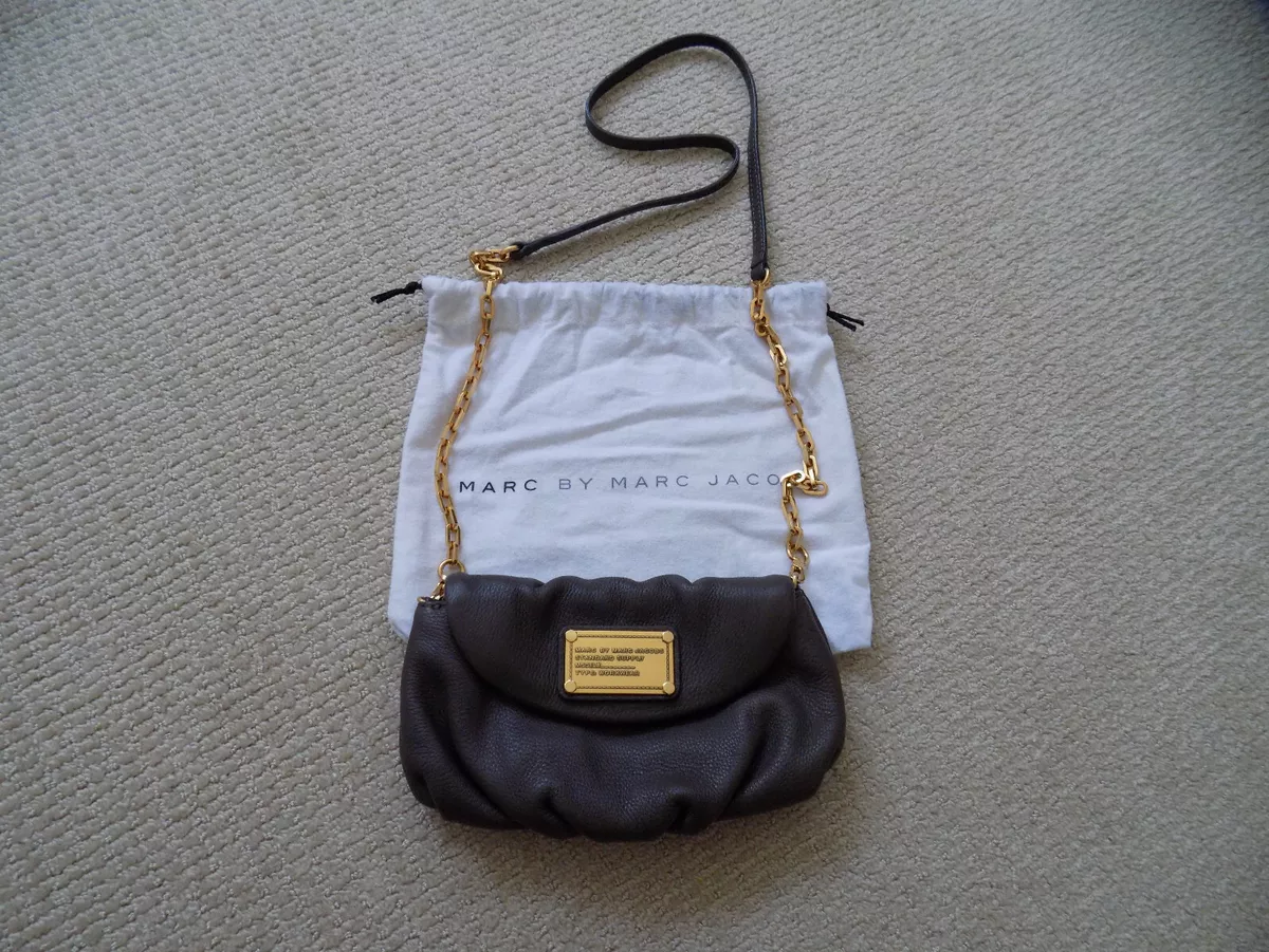 AUTHENTIC MARC BY MARC JACOBS CLASSIC Q KARLIE CROSSBODY PURSE BAG PEWTER  GOLD