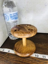 Vintage Wooden Spool- 4 Small Circular Holes On One Side 3.75” H X 3.5” W