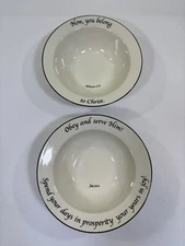 Feed on the Word Collection Soup Bowls (lot of 2) Galatians 3:29 Job 36:11