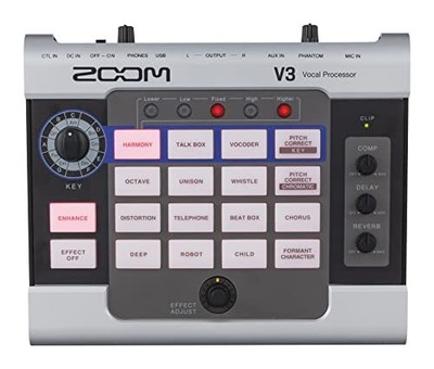 Zoom V3 Vocal Processor | Enhanced Voice Recording with Effects | Black & Silver