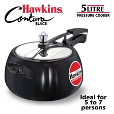 Hawkins Contura Black Pressure Cooker 5 Litre Aluminium Cookware Multi Kitchen