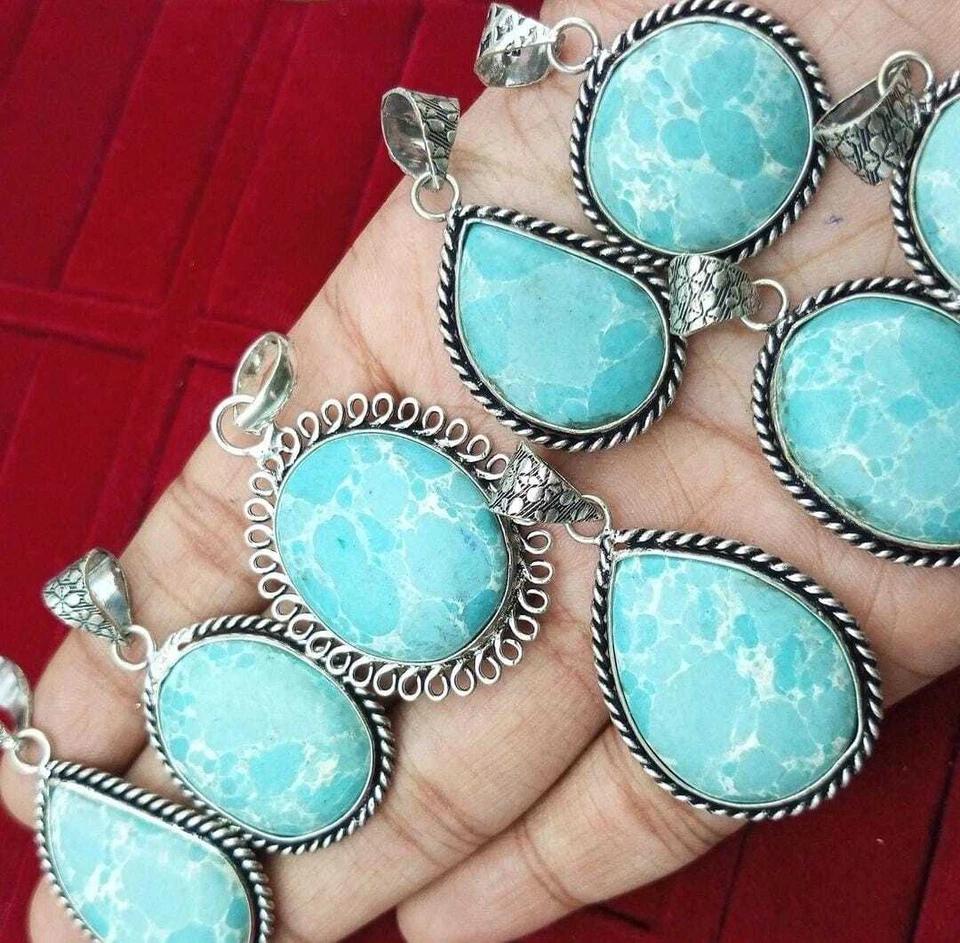 Encantador Lote de Colgantes de Piedras Preciosas Larimar, Lote Colgante Collar Larimar Genuino~ Foto 2 de 2