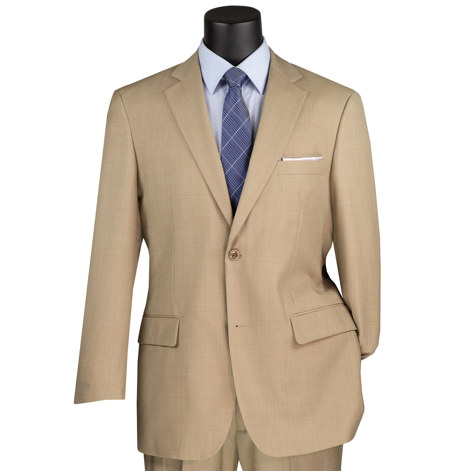 VINCI Men's Beige Textured Weave 2-Button Classic-Fit Suit - NEW