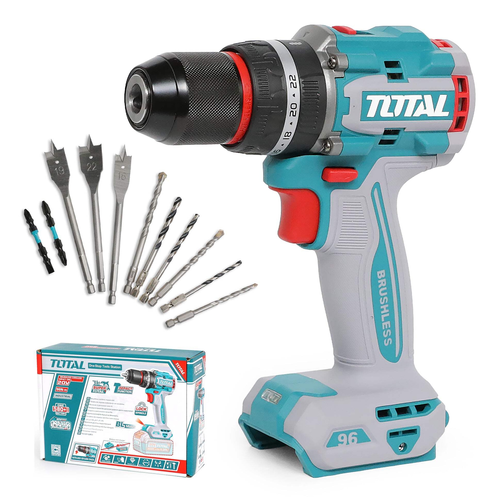 Total Li-Ion 20V Brushless Cordless Impact Drill (Battery not included) - TIDLI2
