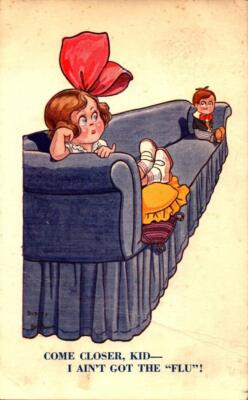 Come closer Kid I ain't got the Flu Comic Early 1900's Bamforth Postcard BKC