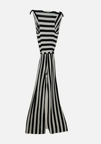 Ella Moss Barbara Vertical Stripe Wide Leg Sleeveless Jumpsuit Medium NWT - Picture 7 of 9