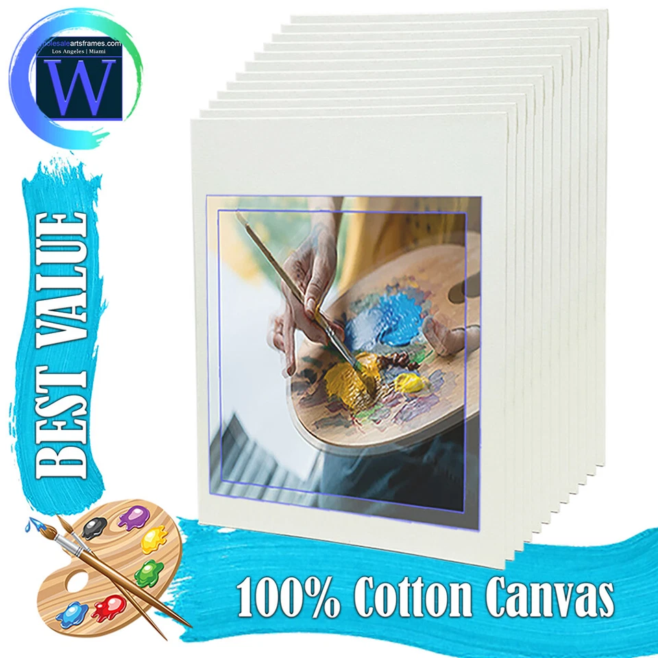 Artist Canvas Panels Boards White Black 4x4 8x10 9x12 11x14 16x20 18x24 24x36 - Image 3 of 4