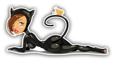 Cartoon Cat Woman Car Bumper Sticker Decal