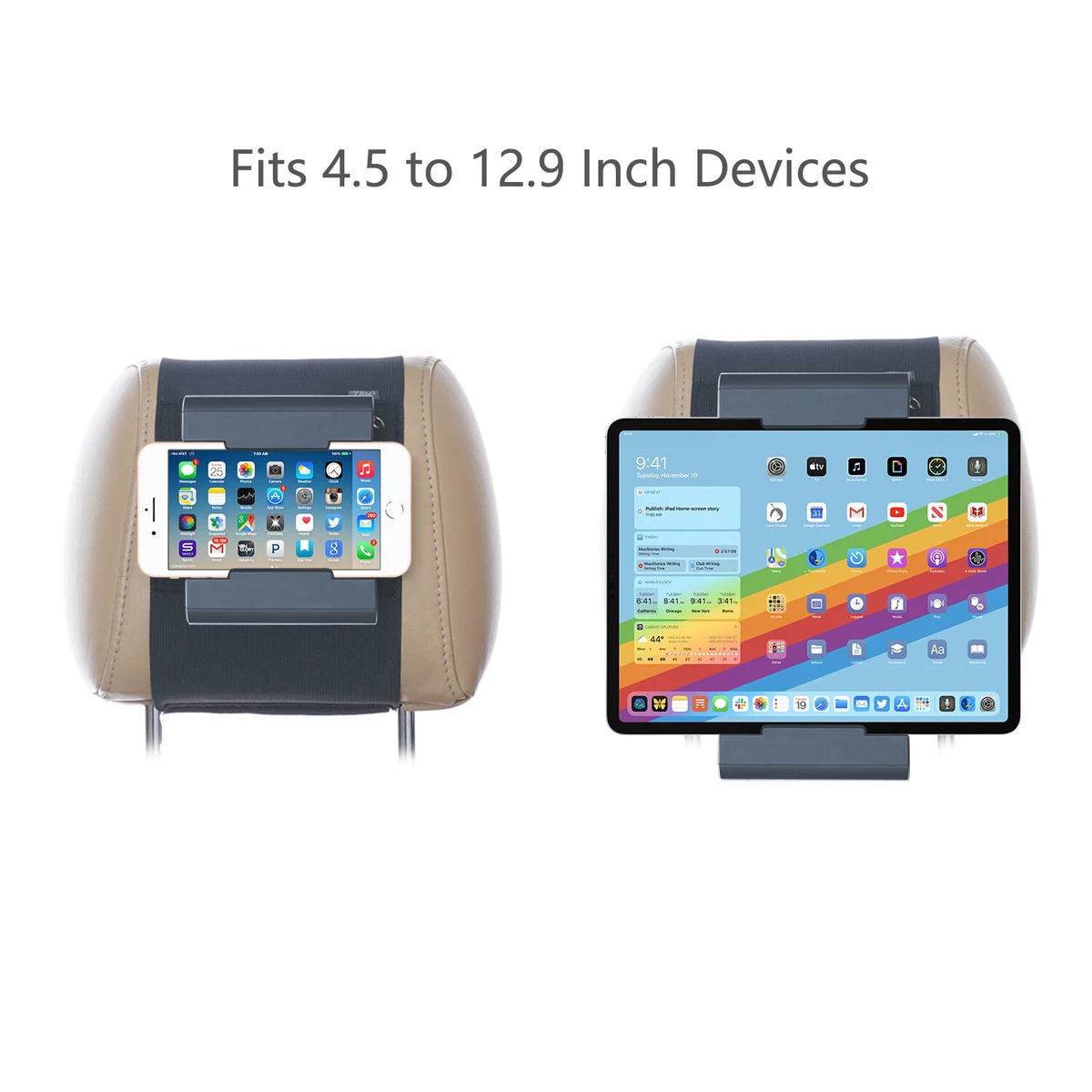 Universal Car Mount Tablets Holder for iPad Pro 12.9 in Air 5 Mini 6, Galaxy Tab