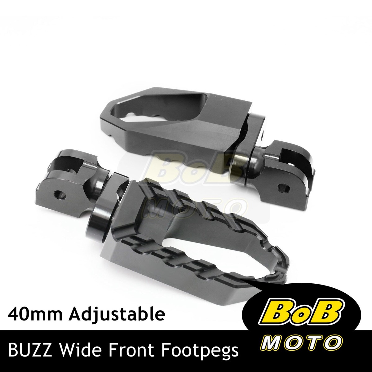 BUZZ 40mm Lower BLACK Front Wide Footpegs For Triumph Tiger 1050