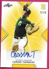 2021 Leaf Perfect Game National Baseball CARSON TURNQUIST Yellow Autograph 5/20