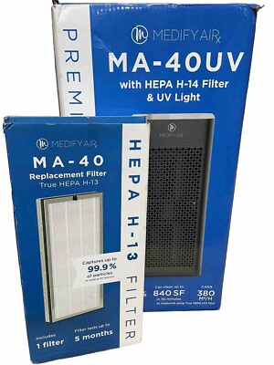 Medify MA-40-UV Air Purifier HEPA H14 Filter. BUNDLE WITH ADDITIONAL FILTER