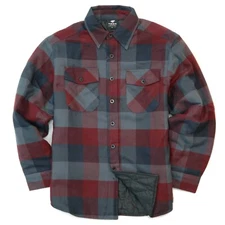 YAGO Men's Quilted Lining Flannel Shirt Jacket YG2611-5 (Wine/Black S-5XL)
