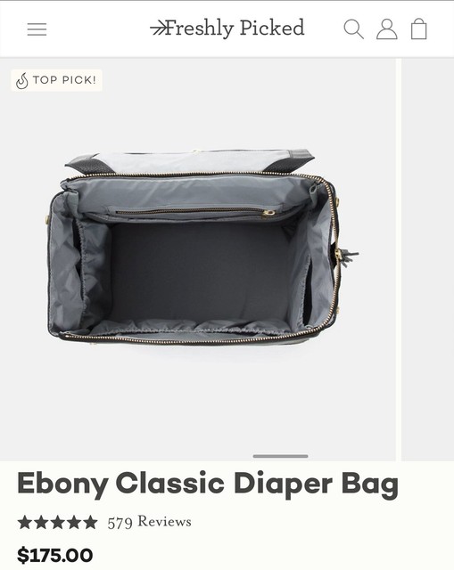 ebony classic diaper bag