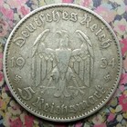 Rare Silver 1934 Nazi 5 Mark Divide Date Potsdam Garrison Church 1st Anniversary — photo 2