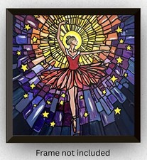 Ballerina colorata VLP originale dipinta a mano acrilico 8x8” carta artistica firmata COA