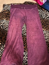 JUICY COUTURE Velour Track Pants Purple Eggplant Medium Women's Y2K cropped