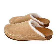 Jenni Kayne Shearling Suede Clogs Tan Slip On Mules Women EU 40 US 9 Made Italy