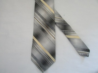 Brittania Vintage Men's Neck Tie Gray yellow stripe designs 54'' x 2.75'' WPL 2555