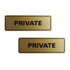 2 Pack Standard Private Door Or Wall Sign Brushed Gold Medium Sign Decor