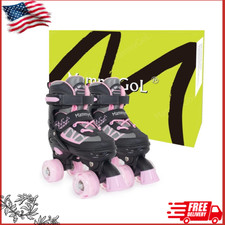 Roller Skates for Kids Boys Girls, Adjustable Quad Skates with Light Up Wheels