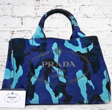 Prada Canapa handbag canvas royal blue camouflage shoulder bag