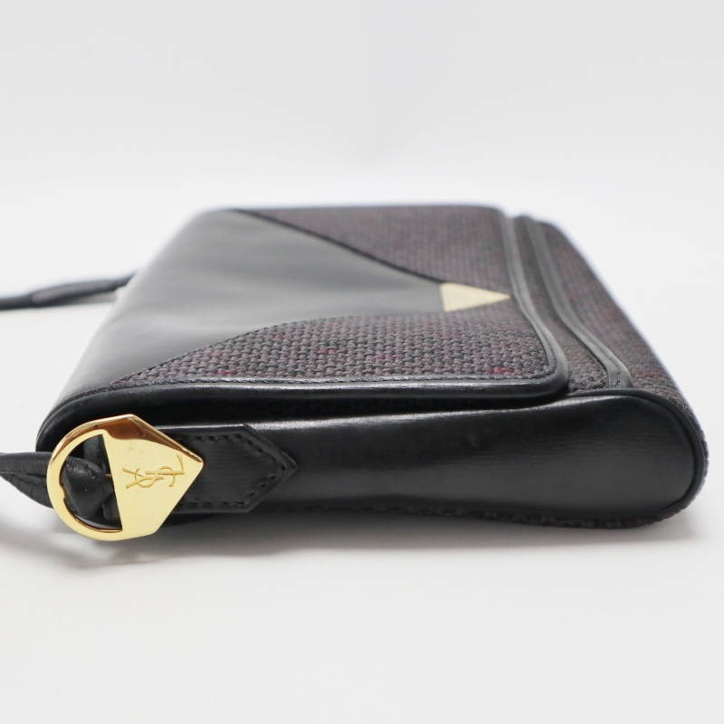 Borsa a tracolla Yves Saint Laurent YSL logo placca PVC pelle grigio nero usata