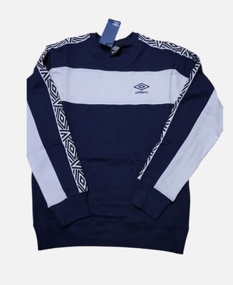 Umbro Herren Retro ACTIVE Sweat SHIRT GYM Top Freizeit BLAU WEISS Band Neu Uk S