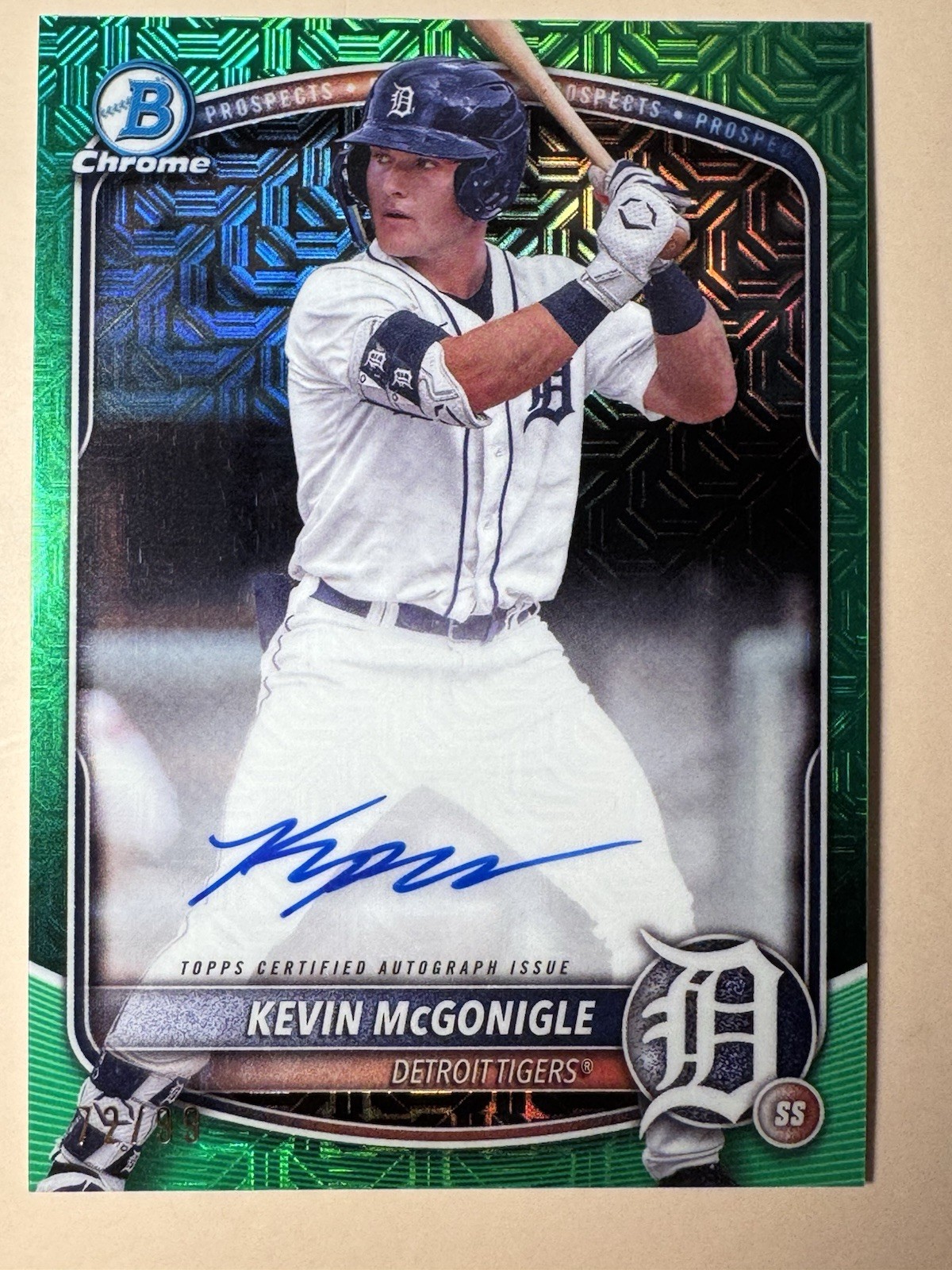 2025 Bowman Chrome Kevin McGonigle Green Mojo BMA-KM Auto 47/99