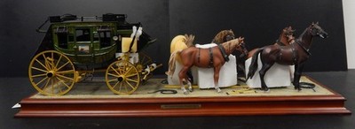 Franklin Mint The John Wayne Overland Stagecoach Line Model  W/4 Horses & Guns