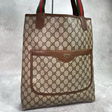 GUCCI 39.02.003 GG Sherry Line Tote Bag Brown Beige Logo Leather  From Japan