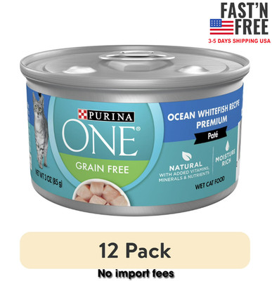 (12 pack) Purina ONE Pate, Natural Wet Cat Food, Oceanwhite Fish, 3 oz