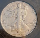 1943 WALKING LIBERTY SILVER HALF DOLLAR / AUTHENTICATED Wartime Series.