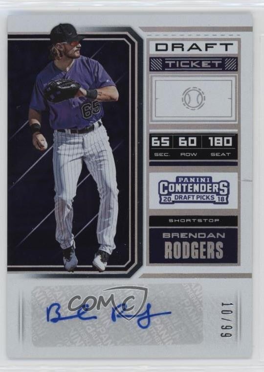 2018 Contenders Draft Picks Prospect Ticket 10/99 Brendan Rodgers #14 Auto m9z